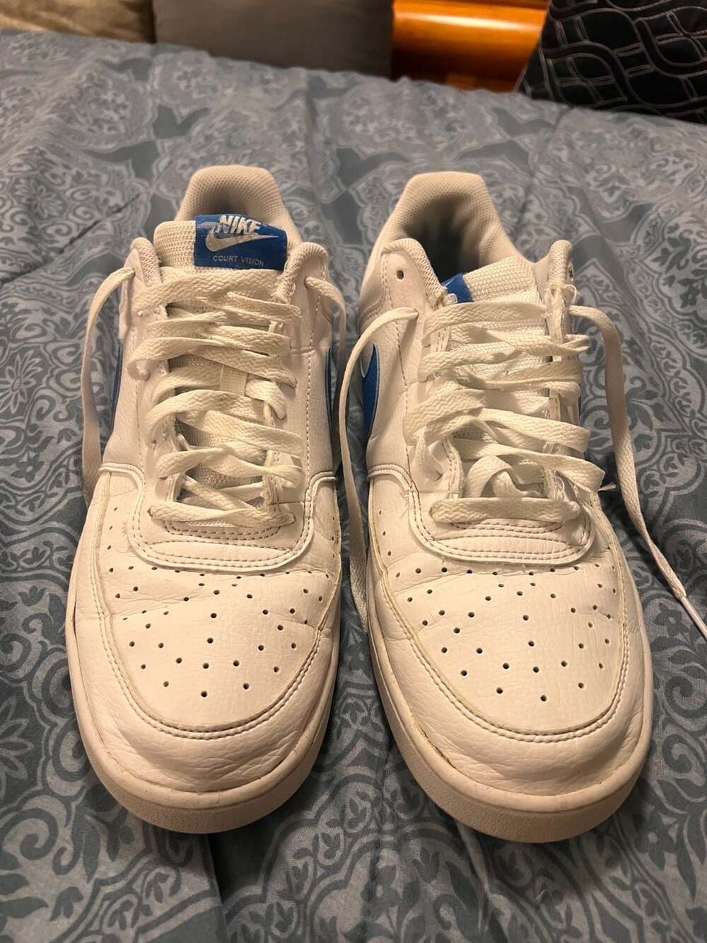 Nike Court Vision Low White Blue Men's Size 12